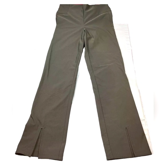 Athleta GRAY PANTS, Center Leg slit Stretchy Spandex Zip Pocket Size 2 Career S - Picture 1 of 15